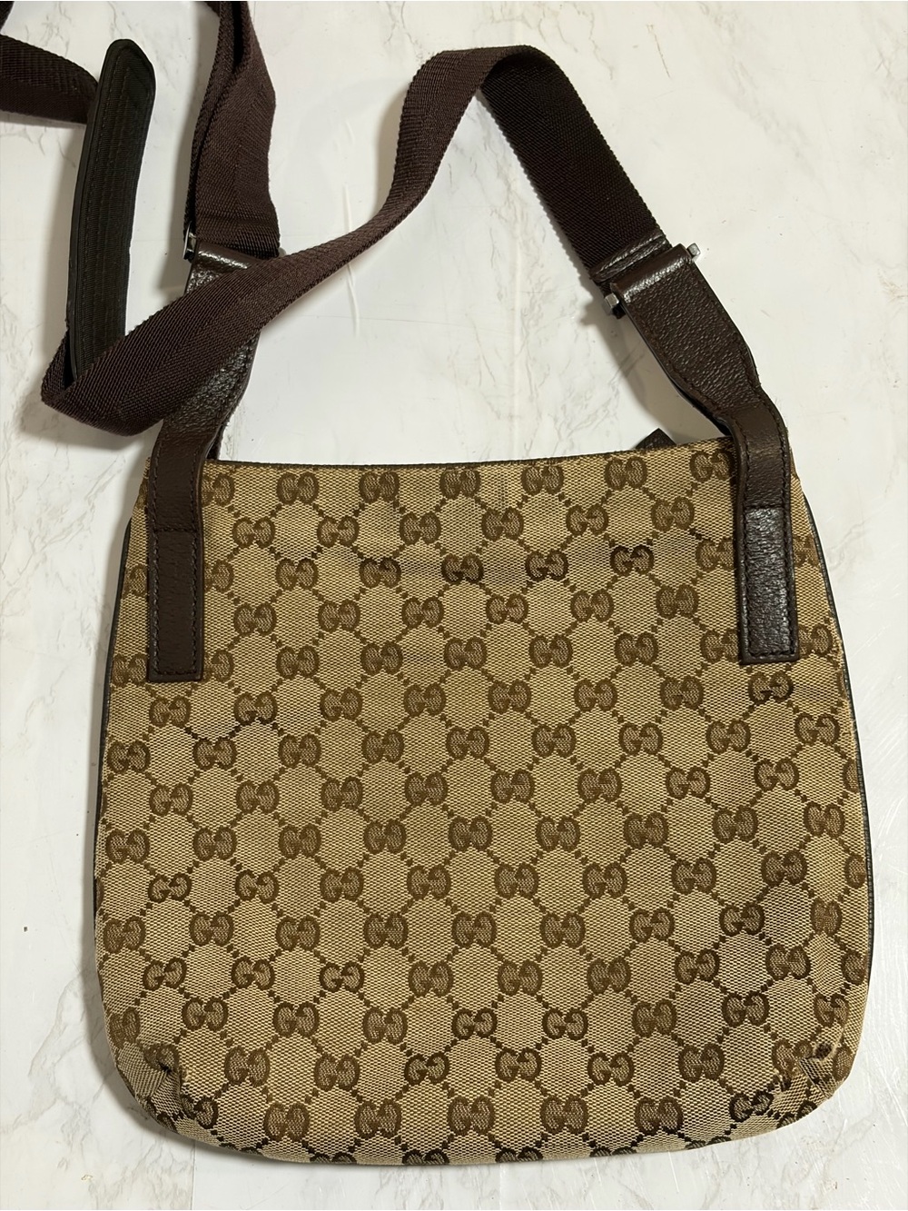 Gucci Beige/Brown GG Supreme Crossbody Bag with Adjustable Strap - Picture 4 of 11